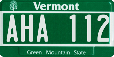 VT license plate AHA112