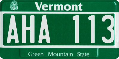 VT license plate AHA113