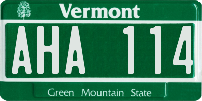 VT license plate AHA114