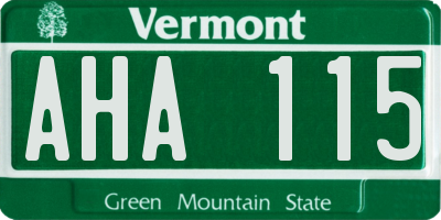VT license plate AHA115