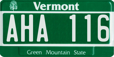 VT license plate AHA116