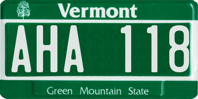 VT license plate AHA118