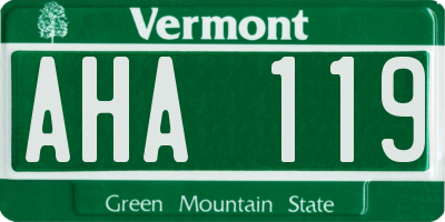 VT license plate AHA119