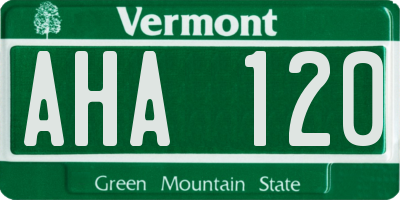 VT license plate AHA120