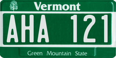 VT license plate AHA121