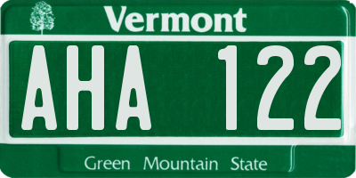 VT license plate AHA122