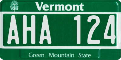 VT license plate AHA124