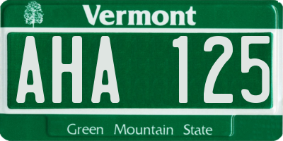 VT license plate AHA125