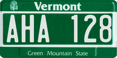 VT license plate AHA128