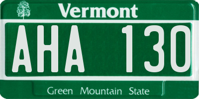 VT license plate AHA130