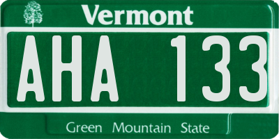 VT license plate AHA133