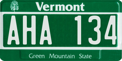 VT license plate AHA134