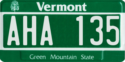 VT license plate AHA135