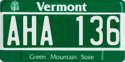 VT license plate AHA136