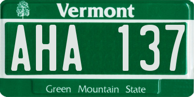 VT license plate AHA137