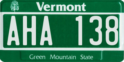 VT license plate AHA138