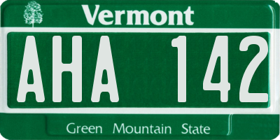 VT license plate AHA142
