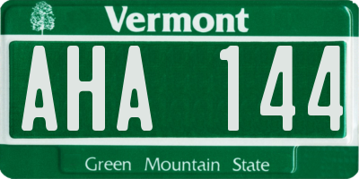 VT license plate AHA144