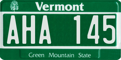 VT license plate AHA145
