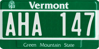 VT license plate AHA147