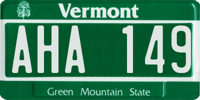 VT license plate AHA149
