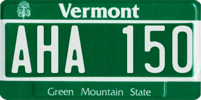 VT license plate AHA150