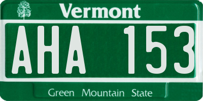 VT license plate AHA153