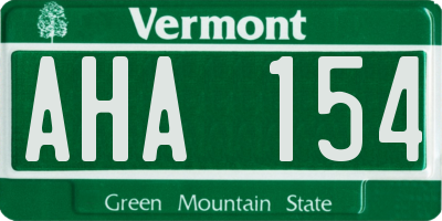 VT license plate AHA154