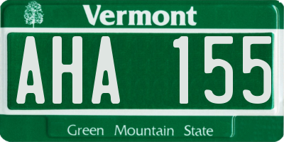 VT license plate AHA155