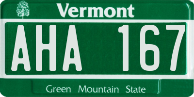 VT license plate AHA167
