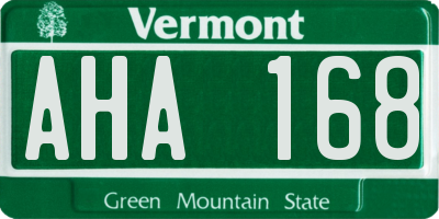 VT license plate AHA168
