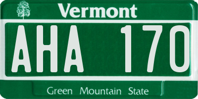VT license plate AHA170