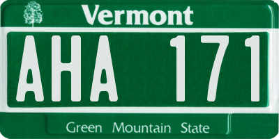 VT license plate AHA171