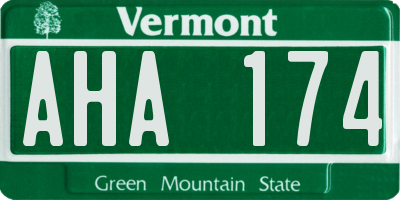 VT license plate AHA174