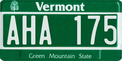 VT license plate AHA175