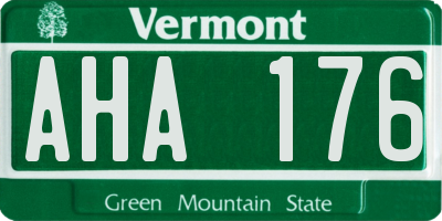 VT license plate AHA176