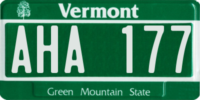 VT license plate AHA177