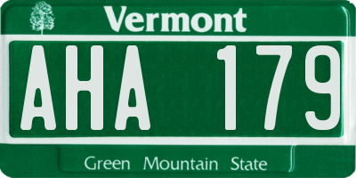 VT license plate AHA179