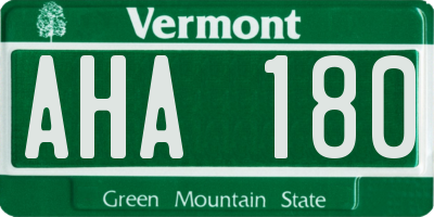 VT license plate AHA180