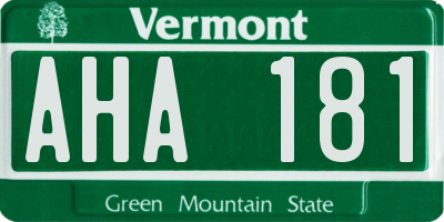 VT license plate AHA181