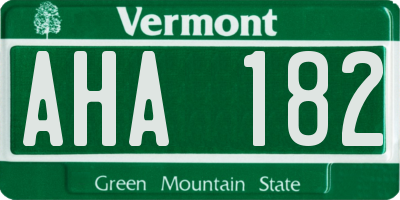 VT license plate AHA182