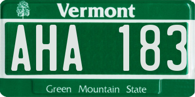 VT license plate AHA183