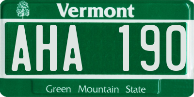 VT license plate AHA190