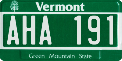 VT license plate AHA191