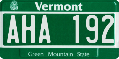 VT license plate AHA192