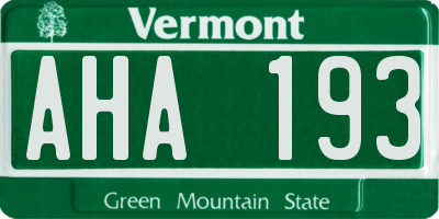 VT license plate AHA193