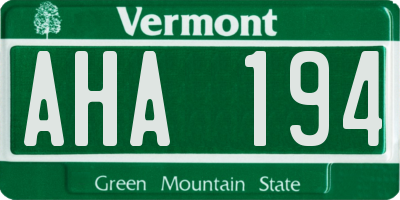 VT license plate AHA194