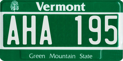 VT license plate AHA195