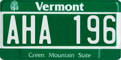 VT license plate AHA196