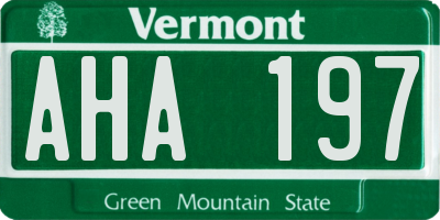 VT license plate AHA197
